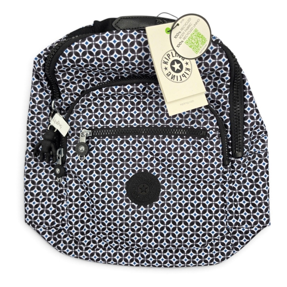 Kipling Seoul Small Printed Tablet Backpack Blackish Tile Travel NWT